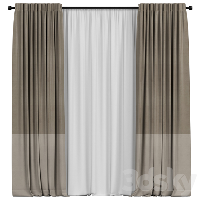 Curtains with tulle in two colors 3DSMax File - thumbnail 1