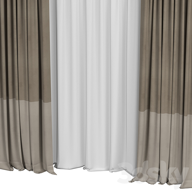 Curtains with tulle in two colors 3DSMax File - thumbnail 2
