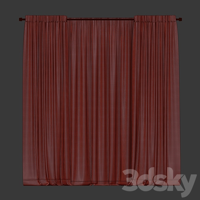 Curtains with tulle in two colors 3DSMax File - thumbnail 3