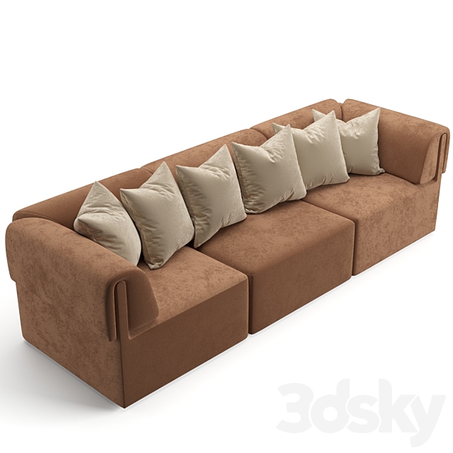Gubi Wonder sofa 3 seater with. without armrest 3DSMax File - thumbnail 2