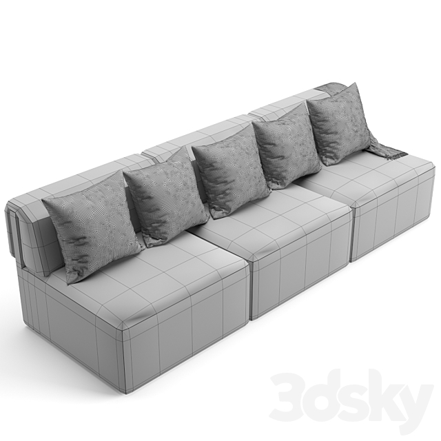 Gubi Wonder sofa 3 seater with. without armrest 3DSMax File - thumbnail 7