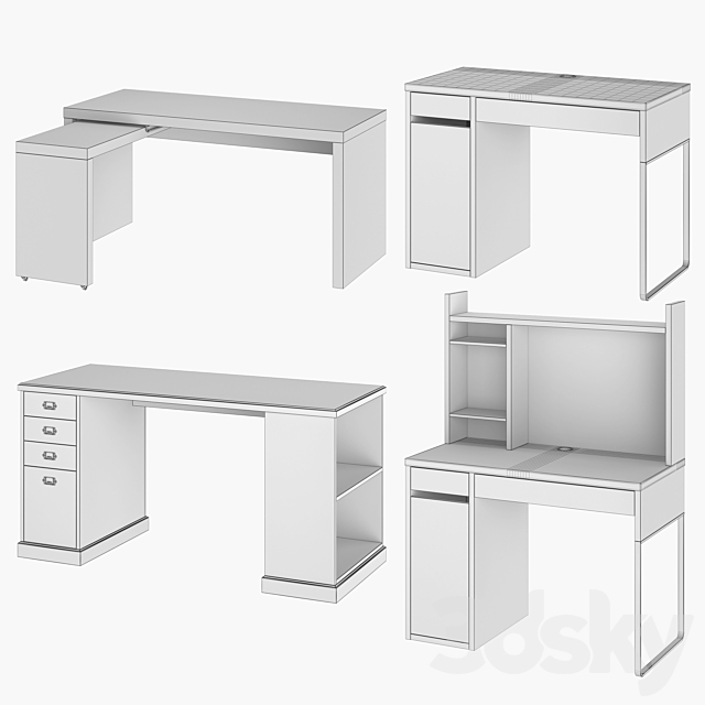 Set of desks IKEA set 2 3DSMax File - thumbnail 7