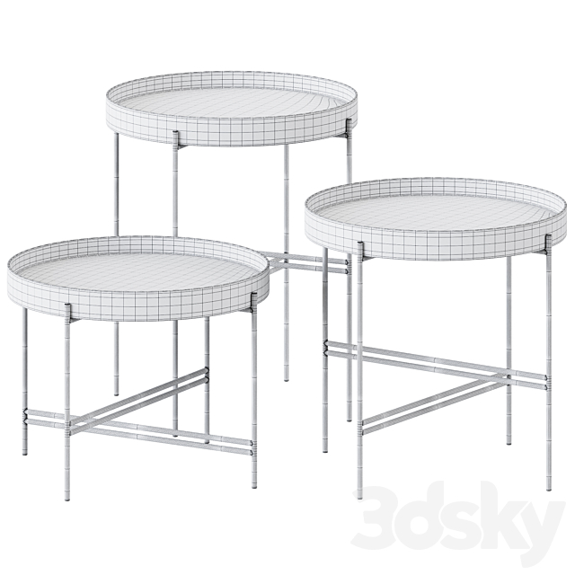 Wooden Round SideTables Tray by Potocco 3d