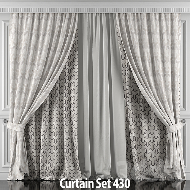 Curtains with window and moldings 426-431 3dskyfree