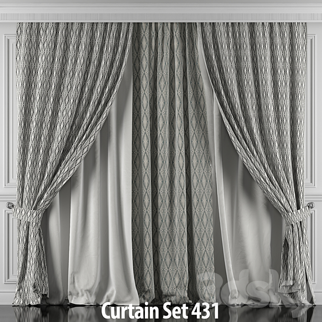 Curtains with window and moldings 426-431 3dmodel