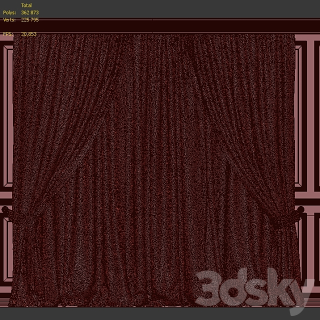 Curtains with window and moldings 426-431 3d Download