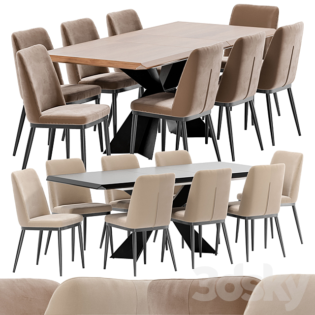 Joss Y249 dining chair and Cherry Esf T1712A table 3DSMax File - thumbnail 1