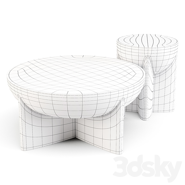West Elm: Monti Lava Stone – Coffee and Side Table 3DSMax File - thumbnail 3