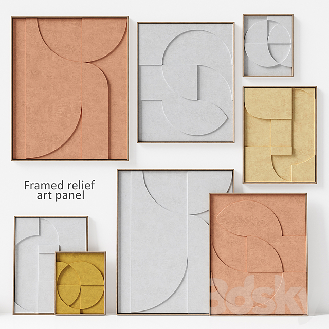 HKliving Framed relief art panel 3d