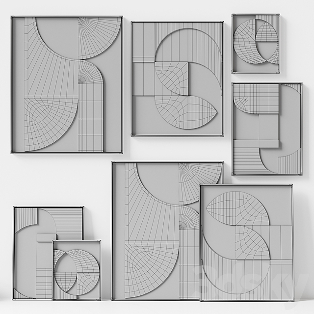 HKliving Framed relief art panel 3dsky
