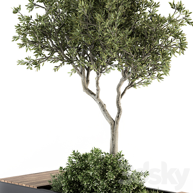 Urban Furniture _ Architecture Bench with Plants- Set 23 3dsky