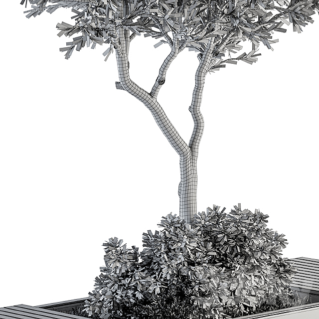 Urban Furniture _ Architecture Bench with Plants- Set 23 3dmodel