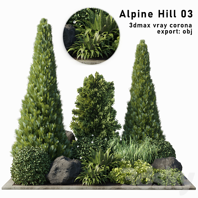 Alpine Hill 03 Rectangular garden 3DSMax File - thumbnail 1
