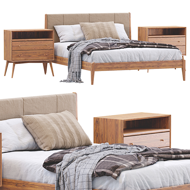 Modern Wood Bed By West Elm 3DSMax File - thumbnail 1