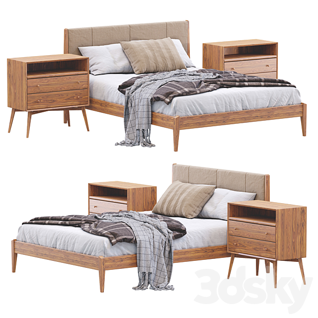 Modern Wood Bed By West Elm 3DSMax File - thumbnail 2