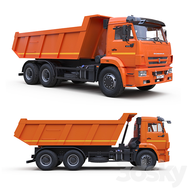 Dump truck on the KAMAZ-65115 chassis. 3d