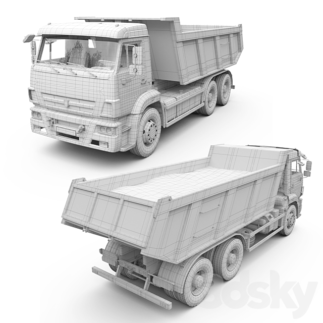 Dump truck on the KAMAZ-65115 chassis. 3dskyfree
