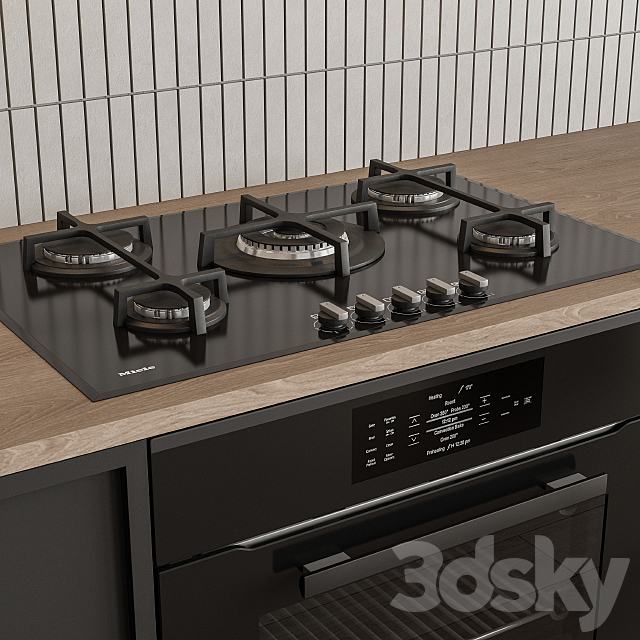 Kitchen Modern – Black and white with wood 50 3DSMax File - thumbnail 3