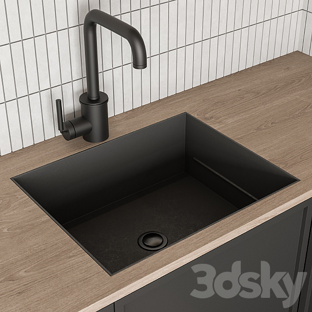 Kitchen Modern – Black and white with wood 50 3DSMax File - thumbnail 4