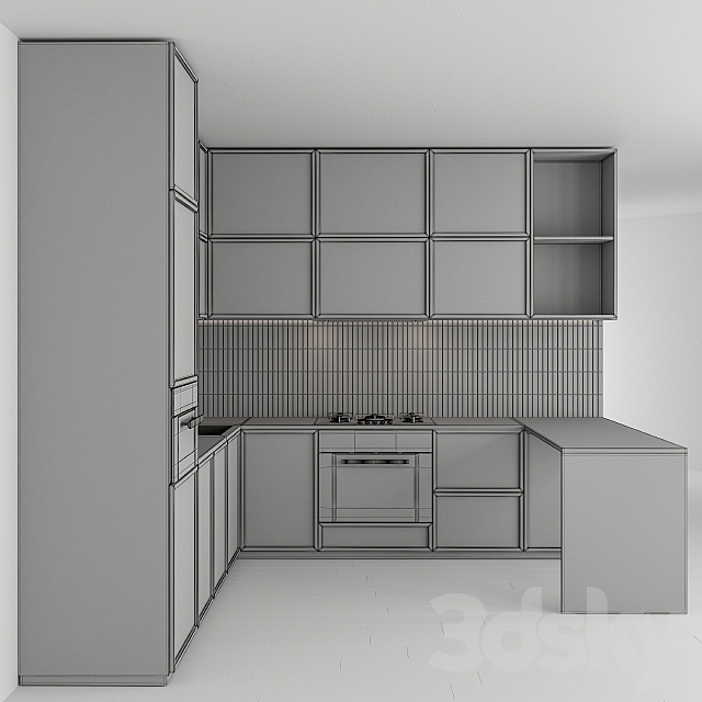 Kitchen Modern – Black and white with wood 50 3DSMax File - thumbnail 5