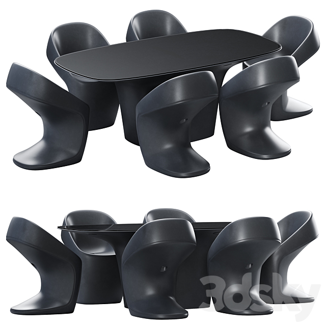 Vondom Ufo Dining Table and Chair 3DSMax File - thumbnail 1