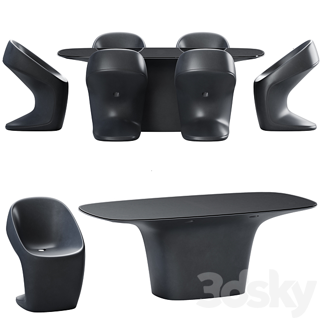 Vondom Ufo Dining Table and Chair 3DSMax File - thumbnail 2