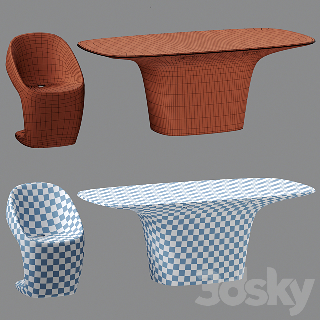 Vondom Ufo Dining Table and Chair 3DSMax File - thumbnail 3