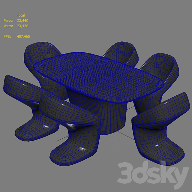 Vondom Ufo Dining Table and Chair 3DSMax File - thumbnail 4