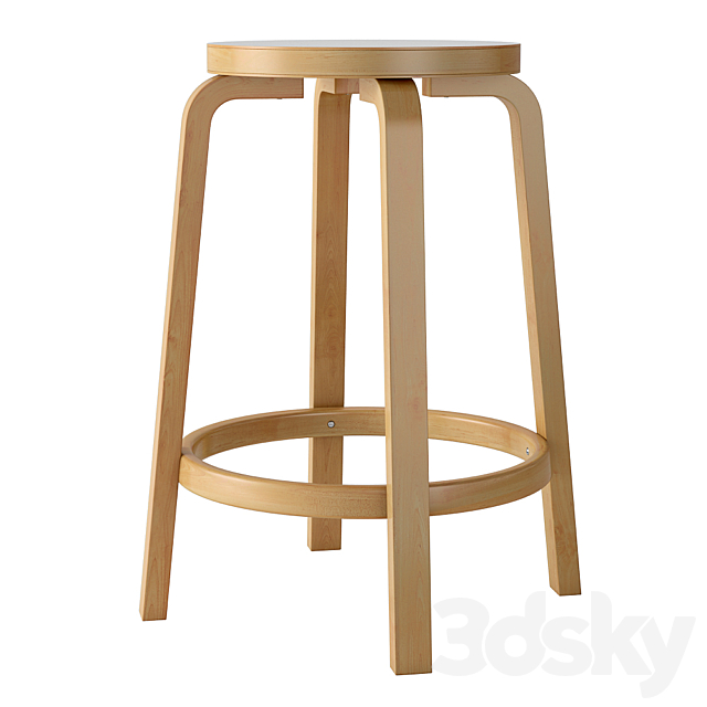 Aalto USA Artek Alvar Aalto Counter Stool 64 3d
