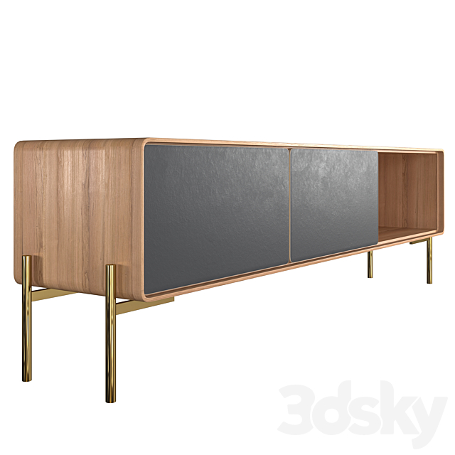 Oak TV cabinet with drawers 3DSMax File - thumbnail 1