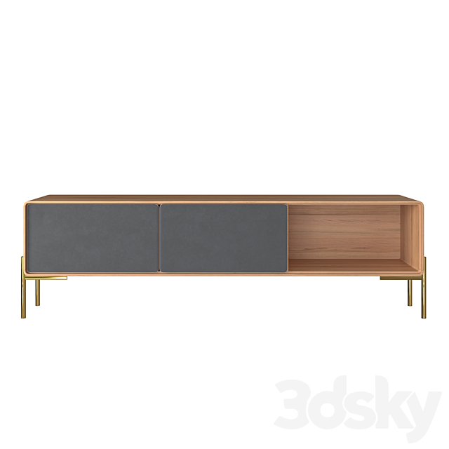 Oak TV cabinet with drawers 3DSMax File - thumbnail 2