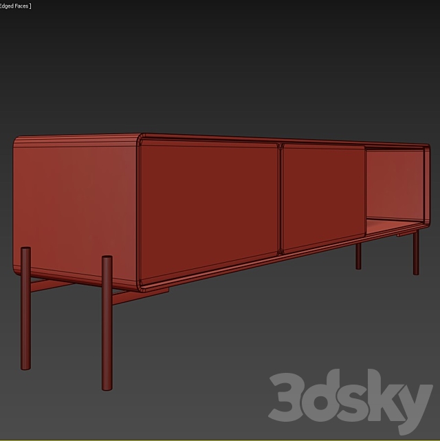 Oak TV cabinet with drawers 3DSMax File - thumbnail 4