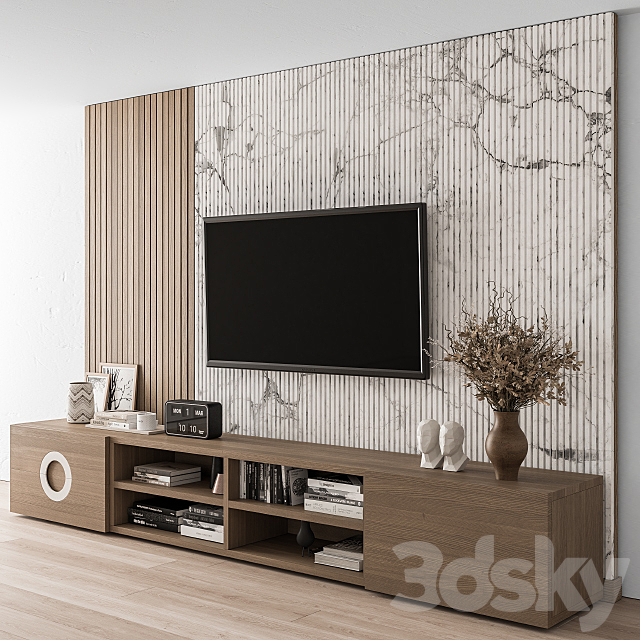 TV Wall Stone and Wood – Set 16 3DSMax File - thumbnail 2