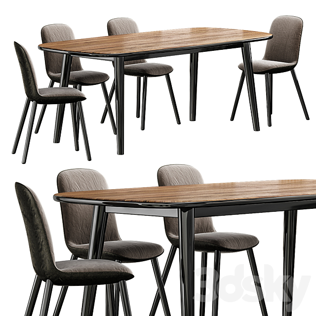 Poliform chair and table 3DSMax File - thumbnail 1