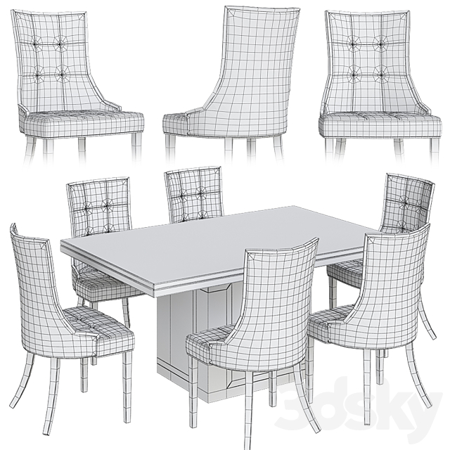 Cream marble dining table 3d