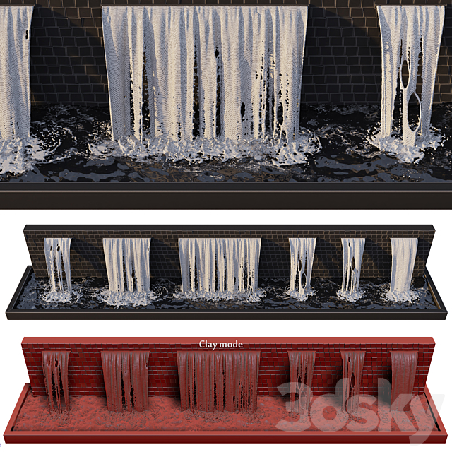 Waterfall fountains cascade 3d