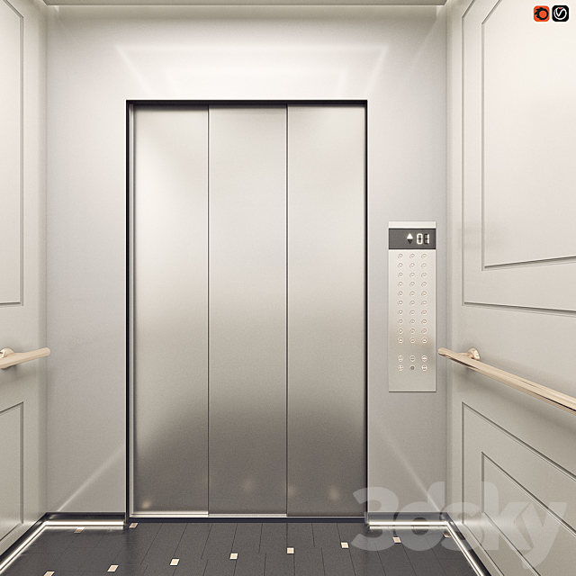 Elevator with interior 1 3DSMax File - thumbnail 3