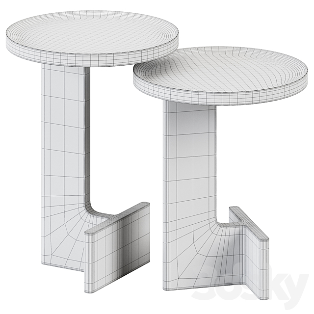 Wooden Beam Side Tables by Ariake 3d