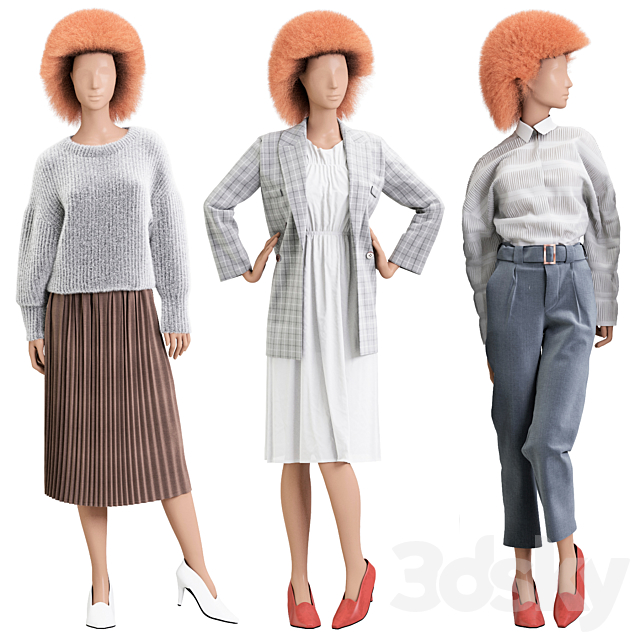 Female mannequins with clothes 3 looks 3DSMax File - thumbnail 1