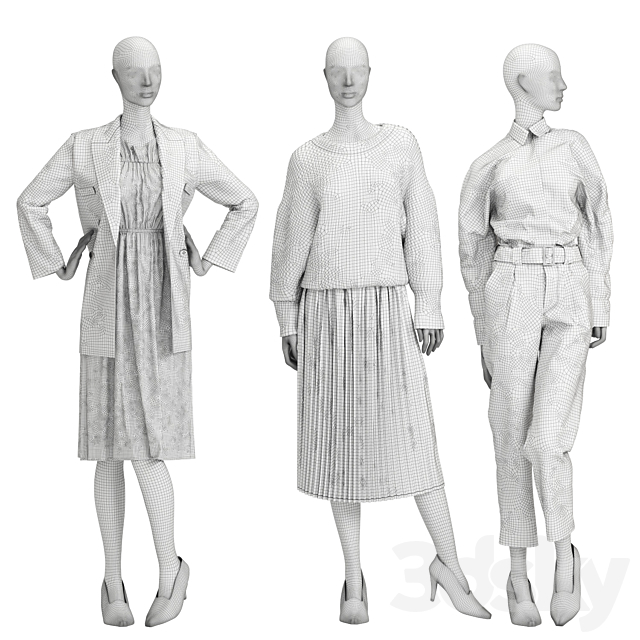 Female mannequins with clothes 3 looks 3DSMax File - thumbnail 5