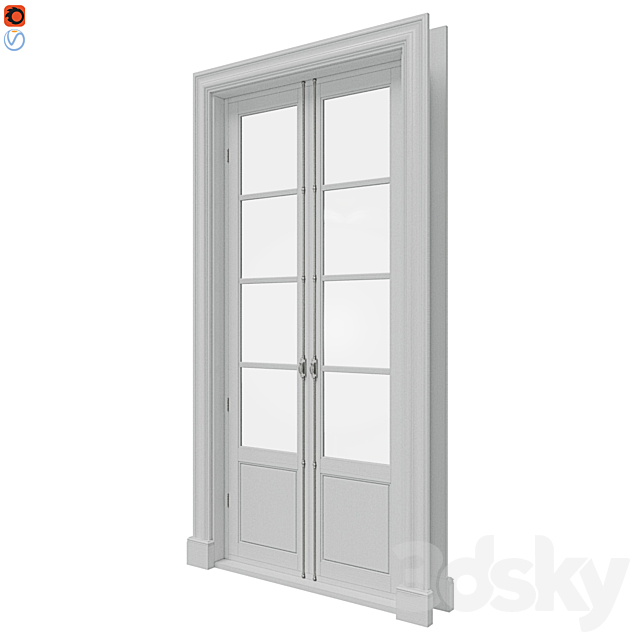 Classic doors with cremones 3d
