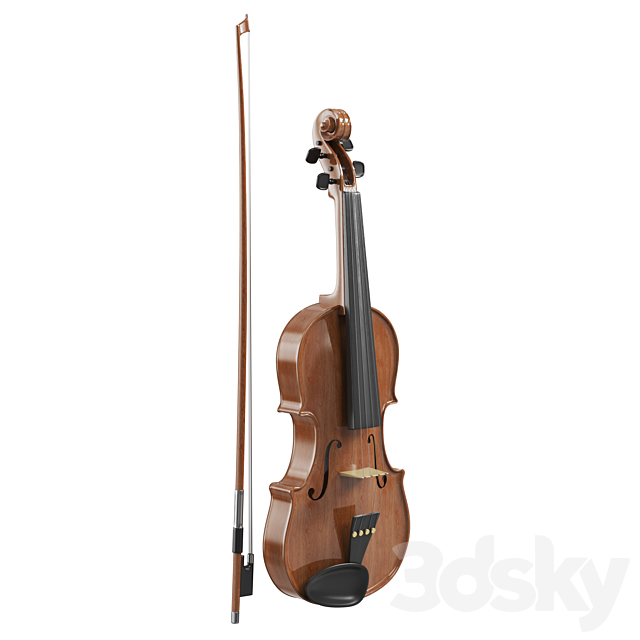 The Violin With Case 3dsky