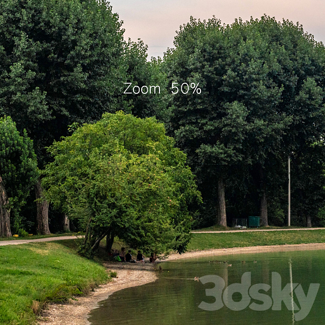 Panorama with a lake and trees v2. 30-50k 3d Download
