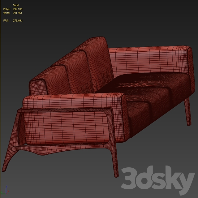 Three-seater Avior sofa by ARCHMEBEL 3DSMax File - thumbnail 4