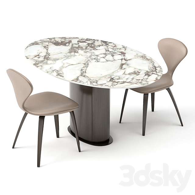 group with oval table apriori ST3 160x100 OM 3d