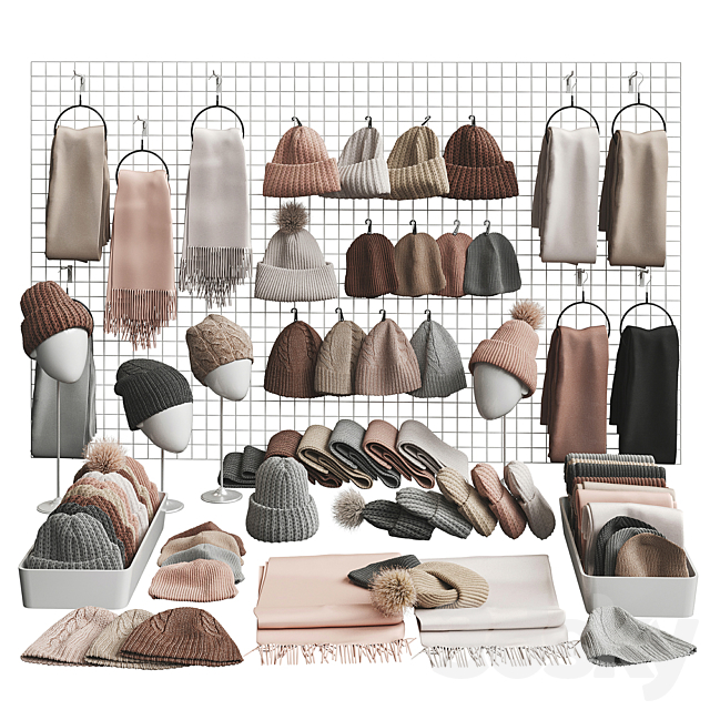 Set of hats and accessories 01 3DSMax File - thumbnail 1