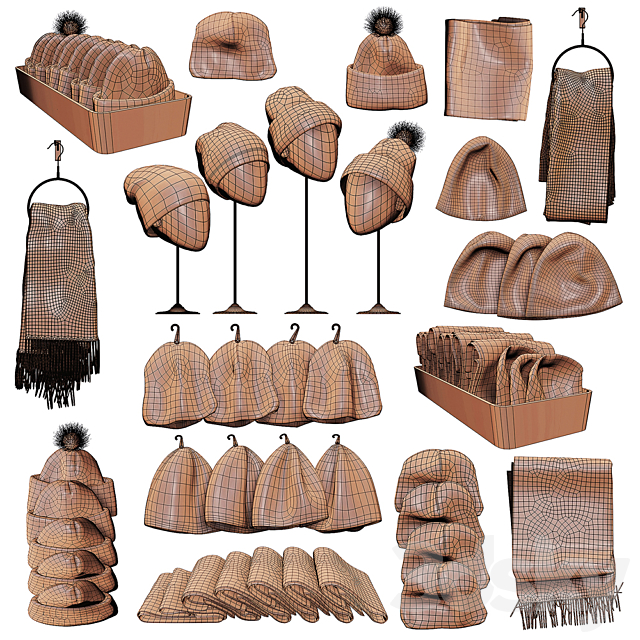 Set of hats and accessories 01 3DSMax File - thumbnail 4