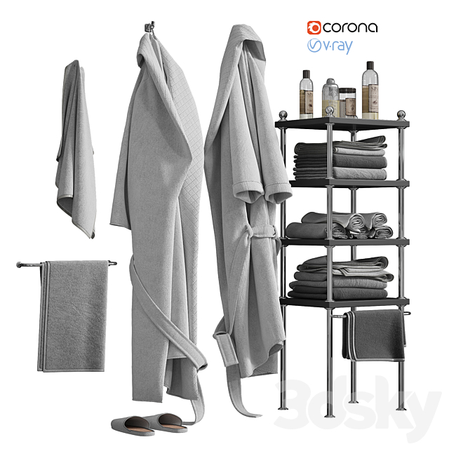 White robe and towels 3d