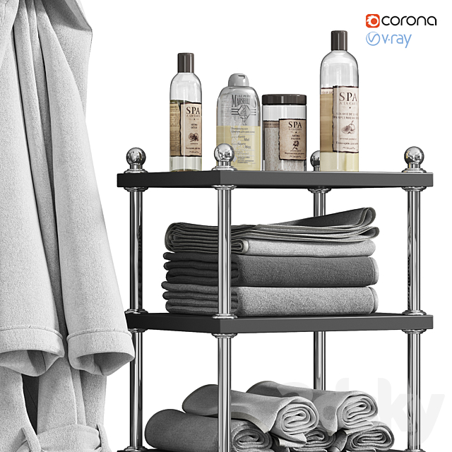 White robe and towels 3dsky