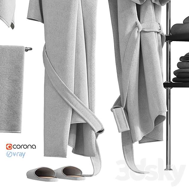 White robe and towels 3dskyfree